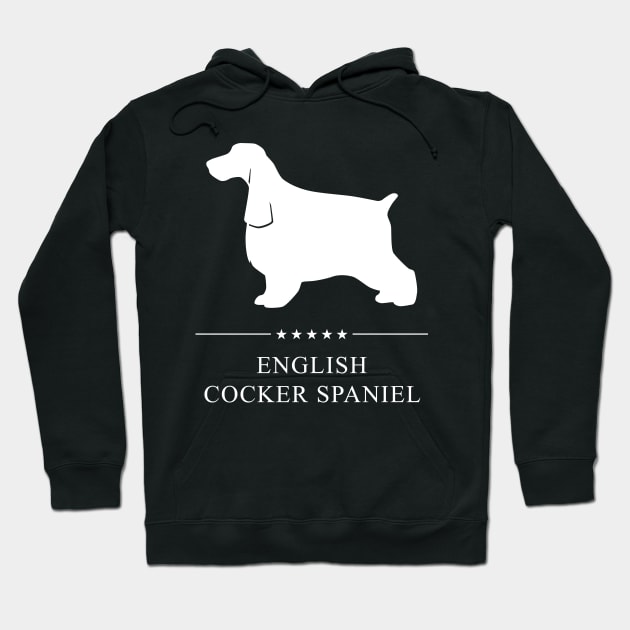 English Cocker Spaniel Dog White Silhouette Hoodie by millersye